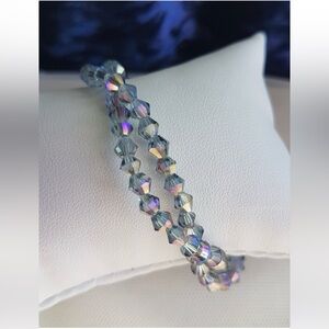 Swarovski Elements Grey Silver Aurora Borealis Crystal Tennis  Bracelet NWT